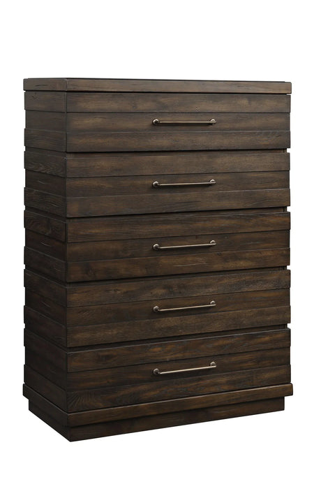 Indutrial Farmhouse 5 Drawer Chest - Brown - Furniture Home Direct