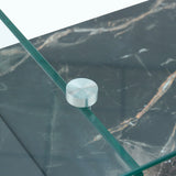 Coffee Table Two-Tier Glass With Solid Marble Base Black - Furniture Home Direct