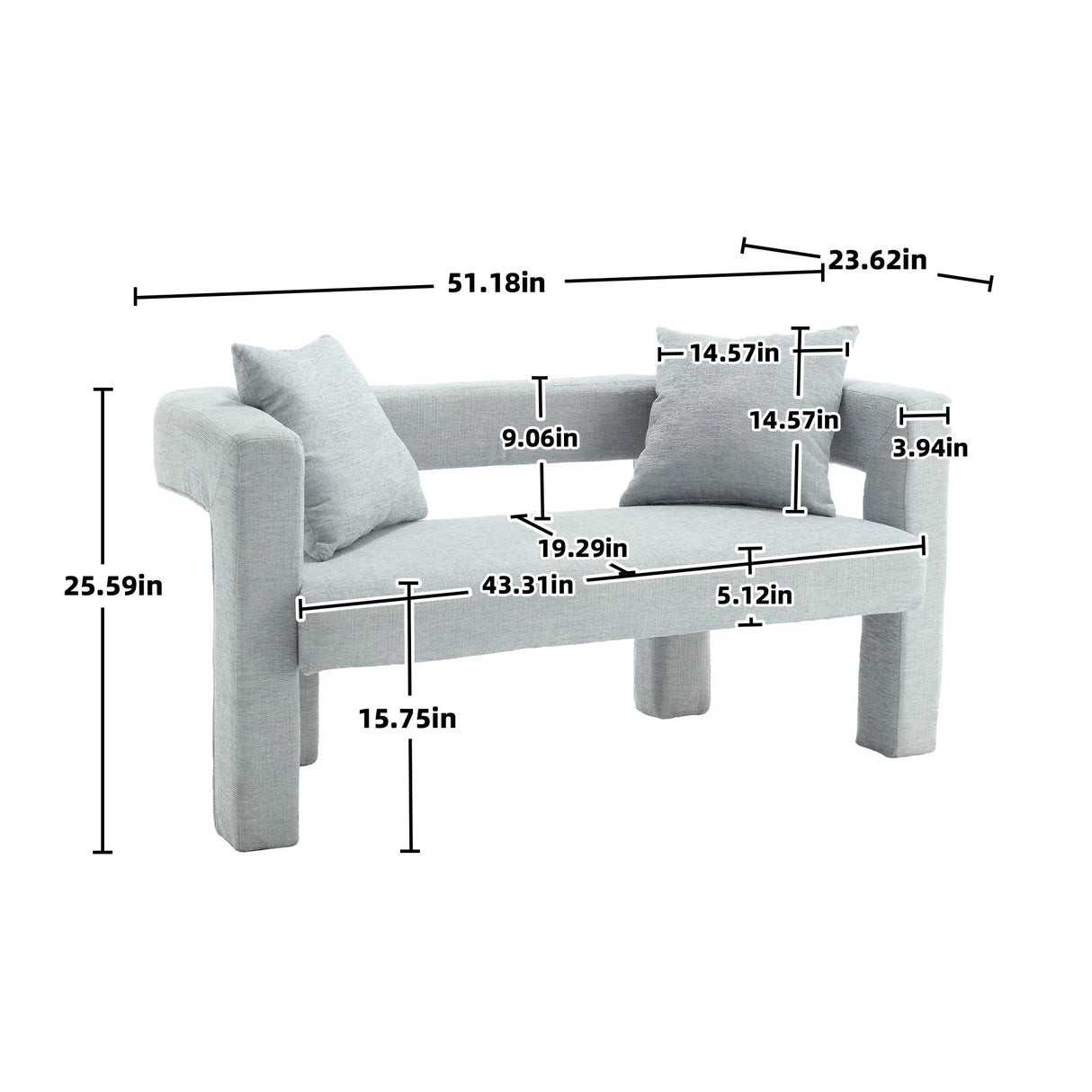 Modern Chenille Loveseat Sofa, Comfy Upholstered 2 Seater - Furniture Home Direct