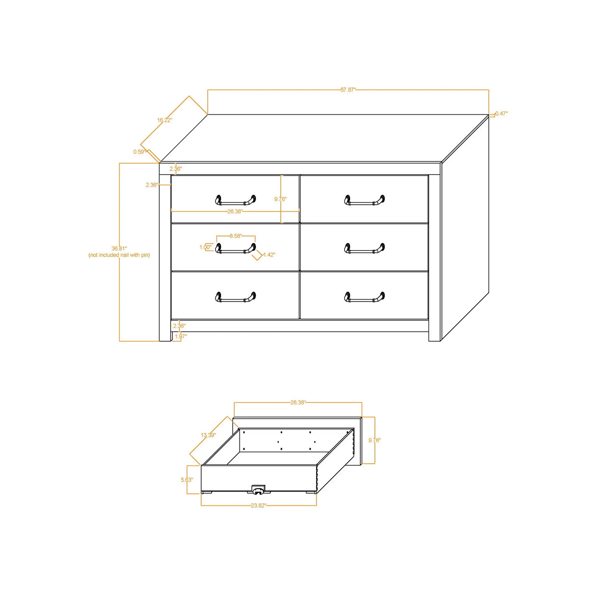 Monica - Dresser With Spacious Drawers Bar Handles - Dark Oak - Furniture Home Direct
