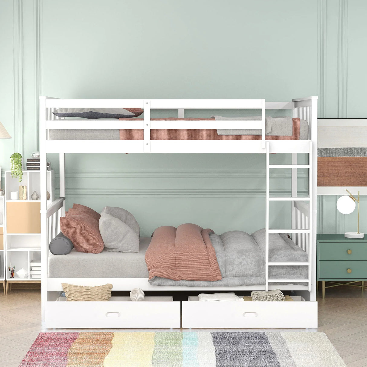 Bunk Bed With Ladders And 2 Storage Drawers - Furniture Home Direct