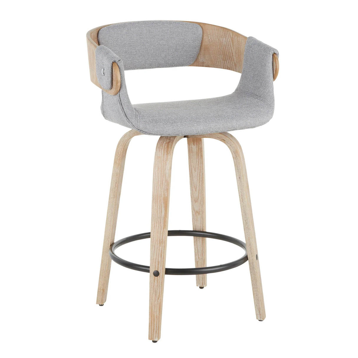 Elisa - Farmhouse Counter Stool (Set of 2) - White Washed / Gray - Furniture Home Direct