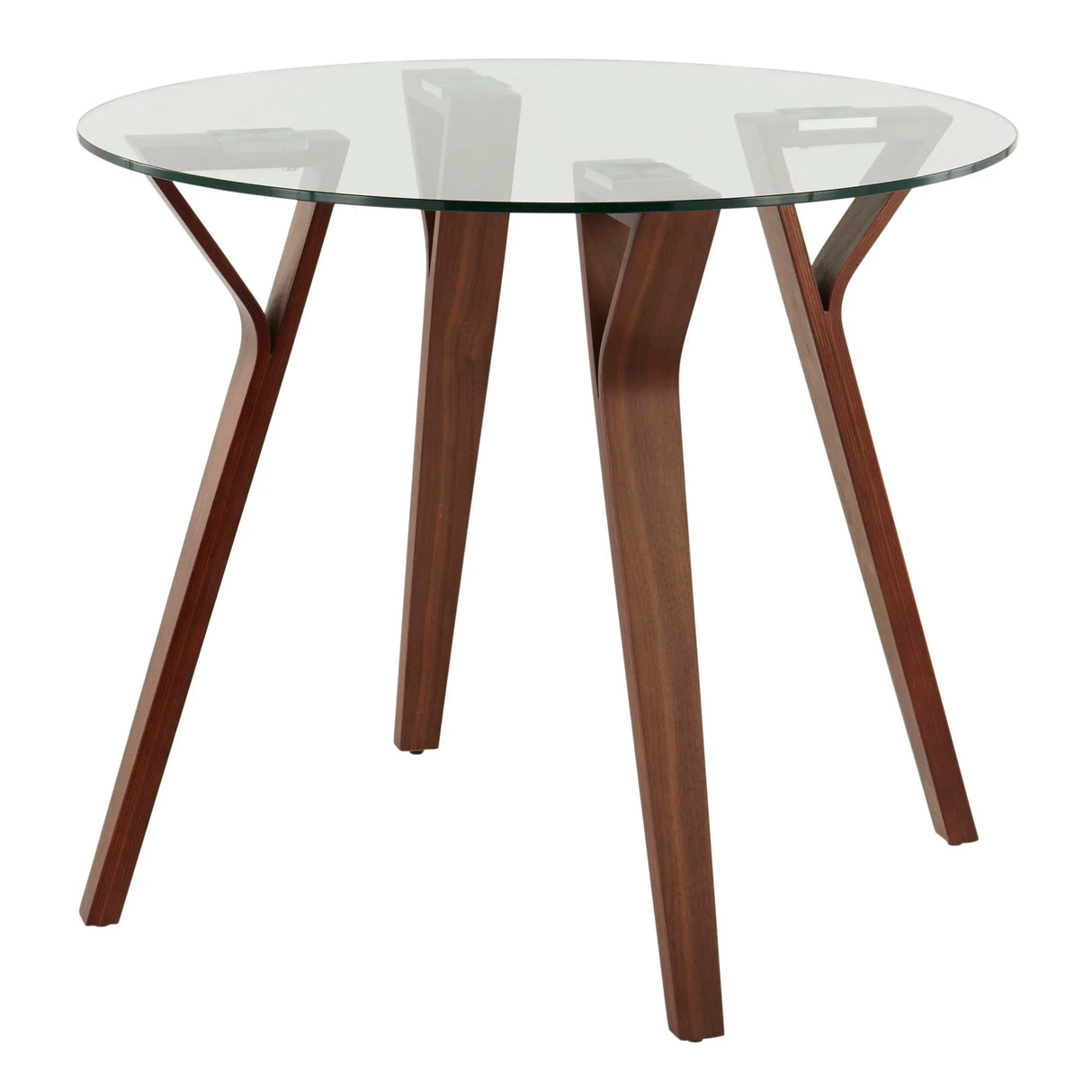 Folia - Mid-Century Modern Round Dinette Table - Walnut / Clear - Furniture Home Direct
