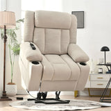 Power Lift Recliner Chair With Extended Footrest, Remote Control, Cup Holders, And Side Pockets - Furniture Home Direct