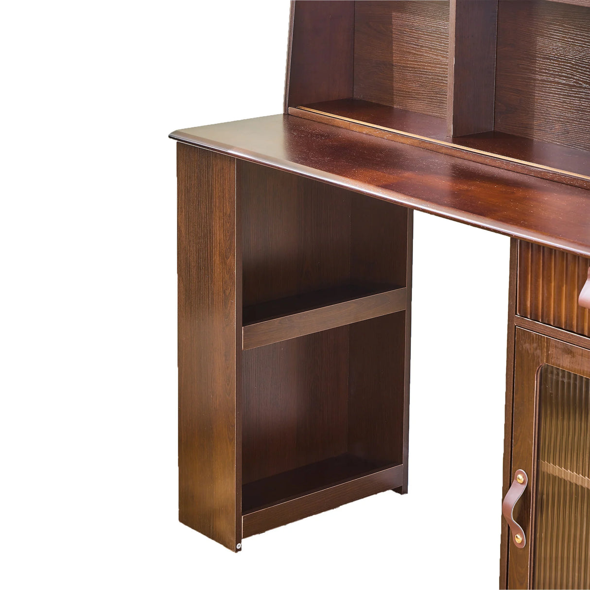 Vanity Desk With Hutch Mirror Storage And Drawers Walnut - Furniture Home Direct
