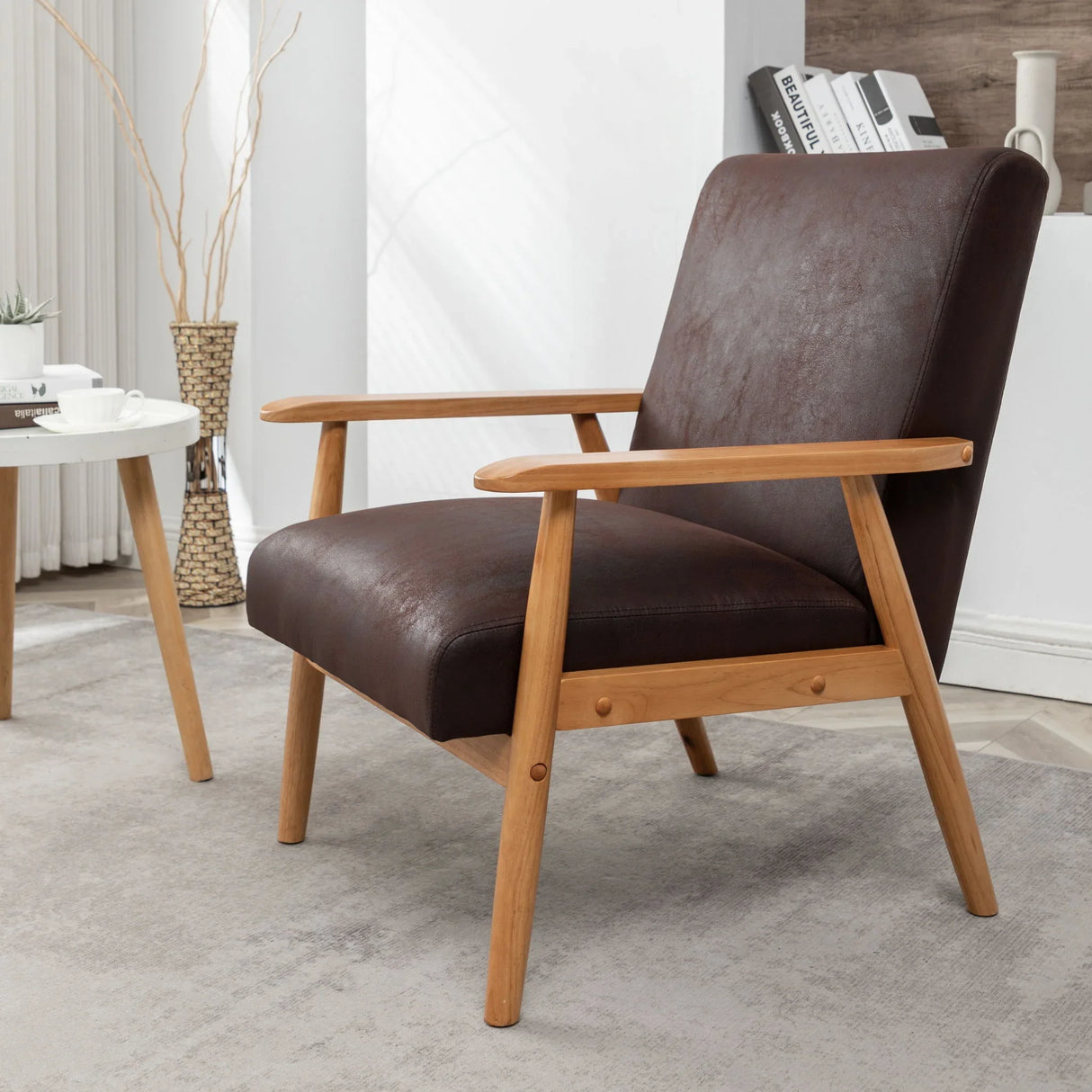 Wide Classic Mid-Century Modern Arm Chair - Furniture Home Direct