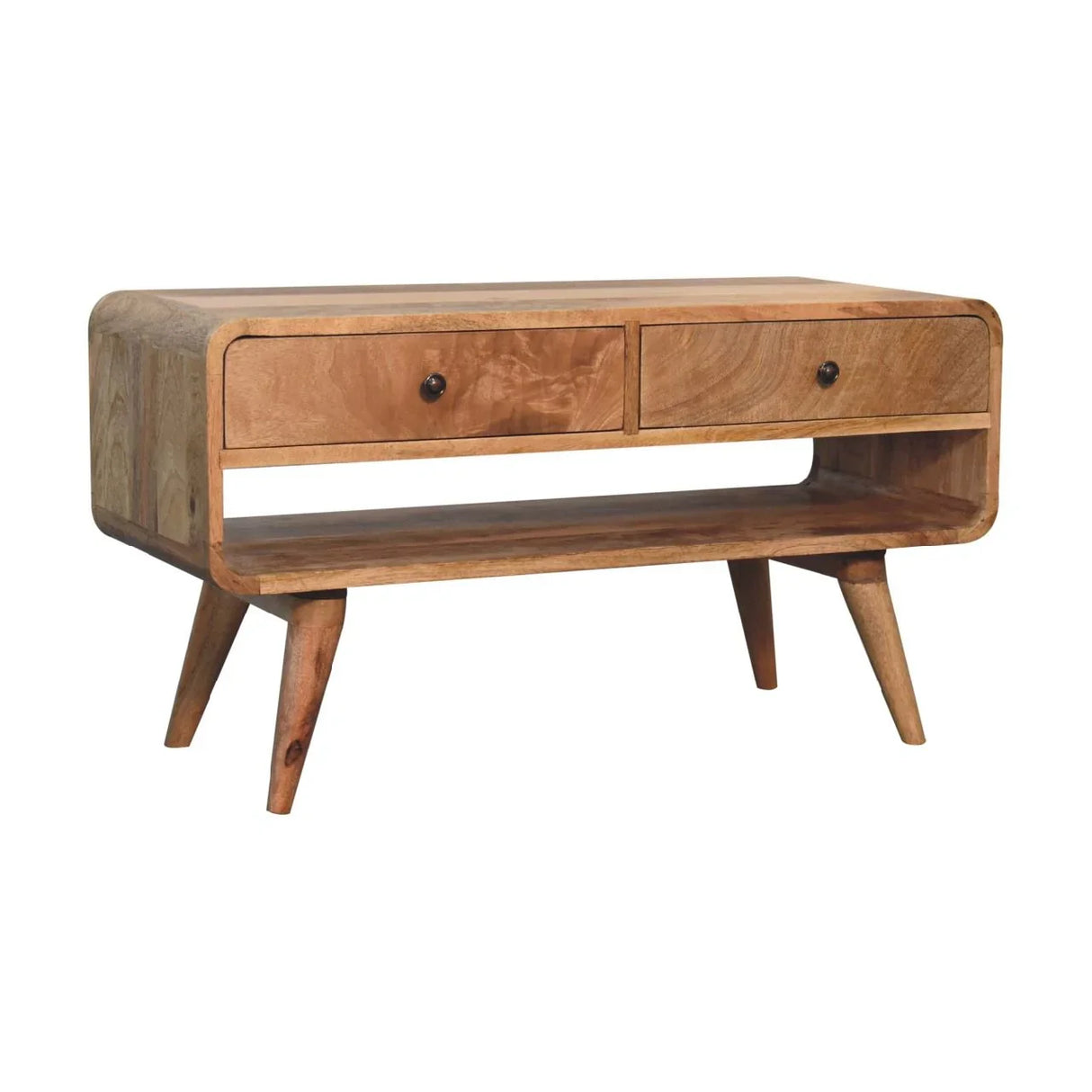Reverse Curve Media Unit - Oak - Furniture Home Direct