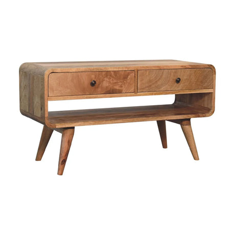 Reverse Curve Media Unit - Oak - Furniture Home Direct