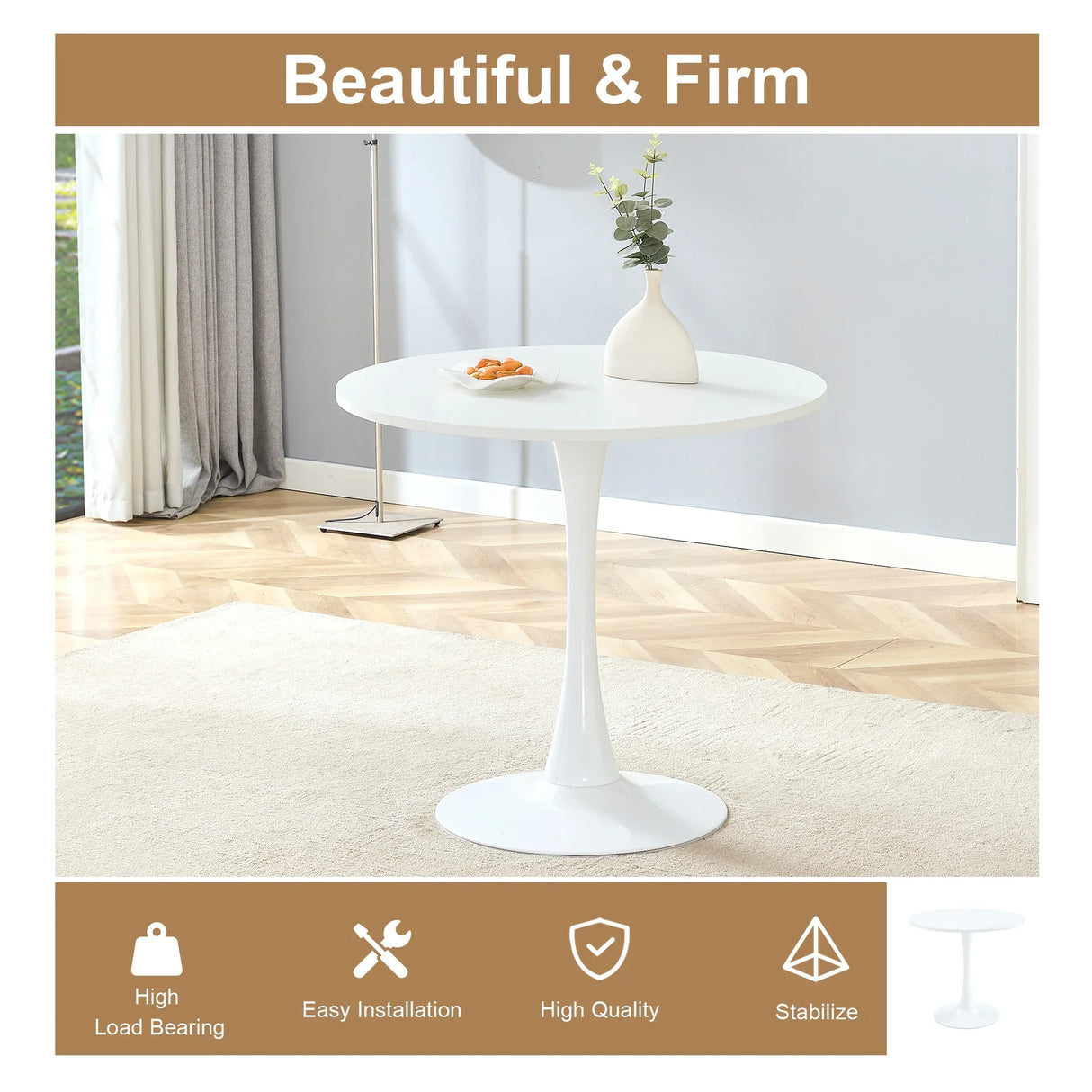Dining Set Modern Round Table with Four Chairs White - Furniture Home Direct
