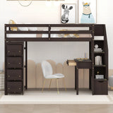 Loft Bed With Storage Drawers, Desk And Stairs With Shelves - Furniture Home Direct