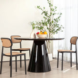 Modern High Gloss Minimalist Round Dining Table - Black - Furniture Home Direct