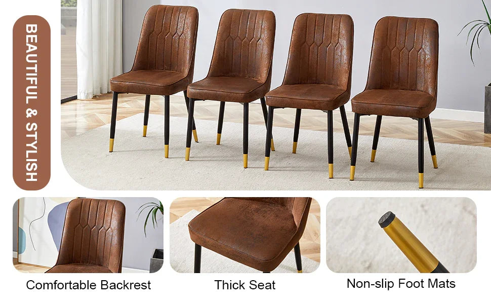 Set Of 8 Brown Faux Suede Velvet Dining Chair Set - Brown - Furniture Home Direct