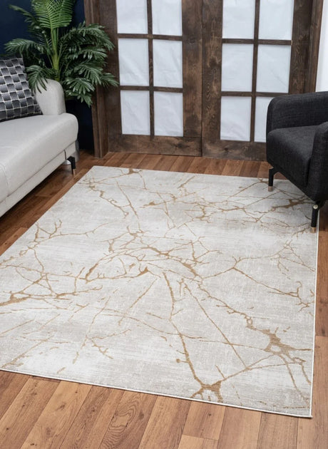 Elegance - 5'3" X 7'3" Area Rug - Gold, Polyester - Furniture Home Direct