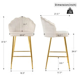 Elegant Shell Shape Velvet Bar Chair (Set of 2) - Furniture Home Direct