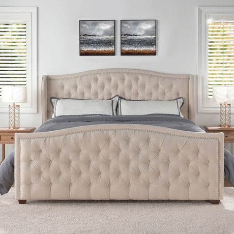 Marcella - Upholstered Shelter Headboard Bed Set - Furniture Home Direct