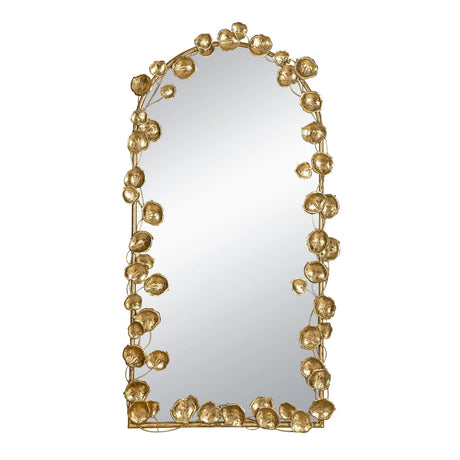 Full Length Arched Wall Mirror With en Leaf Accents Decorative Mirror For Living Room Bedroom - Gold - Furniture Home Direct