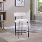 Modern Sherpa Counter Height Stools, Uphsoltered Seat Height Barstools With Brushed Brass Metal Legs Round Low Back Kitchen Stools With Footrest For Dining Room (Set of 2) - Furniture Home Direct