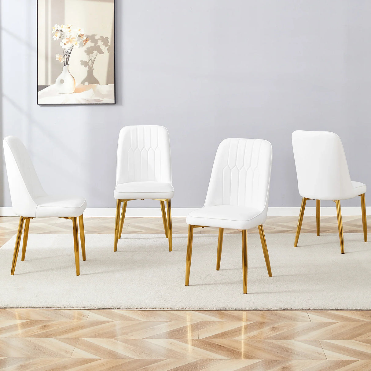 4 Modern Dining Chairs - White - Furniture Home Direct