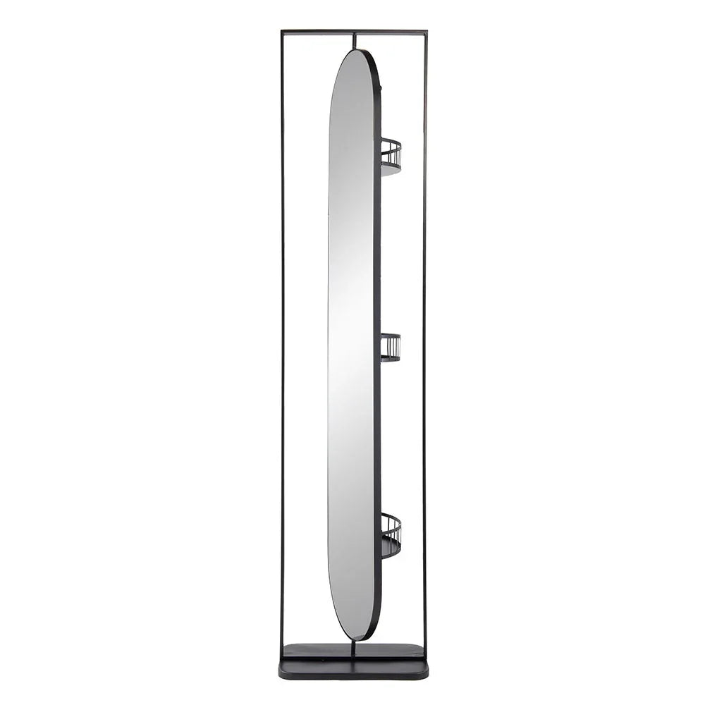 Full Length Standing Mirror, 360° Swivel Floor Mirror For Bedroom - Black - Furniture Home Direct