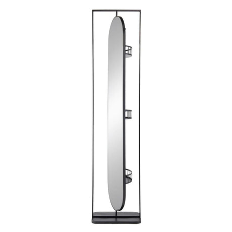Full Length Standing Mirror, 360° Swivel Floor Mirror For Bedroom - Black - Furniture Home Direct