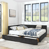 Mid-Century Storage Upholstered Tufted Bed Frame With Backrest And Armrests - Furniture Home Direct