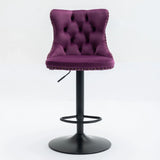 Swivel Velvet Barstools Adjusatble Seat Height, Modern Upholstered Bar Stools With Backs Comfortable Tufted For Home Pub And Kitchen Island (Set of 2) - Furniture Home Direct