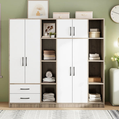 6 Door Wardrobe With Shelves And Drawers - Furniture Home Direct