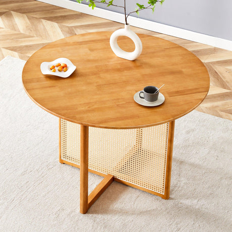 Round Dining Table Solid Wood Countryside Retro Natural - Furniture Home Direct