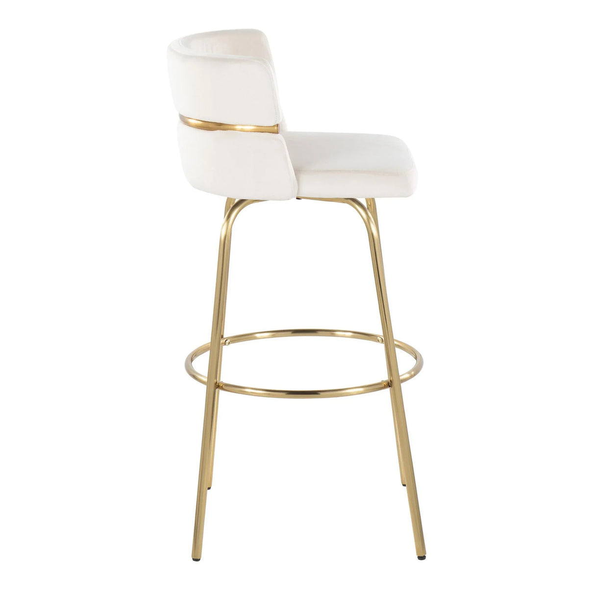 Cinch - Glam / Art Deco Fixed Height Barstool With Swivel With Round Footrest (Set of 2) - Furniture Home Direct