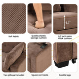 66.5" Upholstered Loveseat With Pull Out Bed, Two Throw Pillows, Dual USB Charging Port and Adjustable Backrest - Brown - Furniture Home Direct
