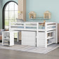 Loft Low Study Bed With Cabinet, Shelves And Rolling Portable Desk, Multiple Functions - Furniture Home Direct