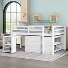 Loft Low Study Bed With Cabinet, Shelves And Rolling Portable Desk, Multiple Functions - Furniture Home Direct