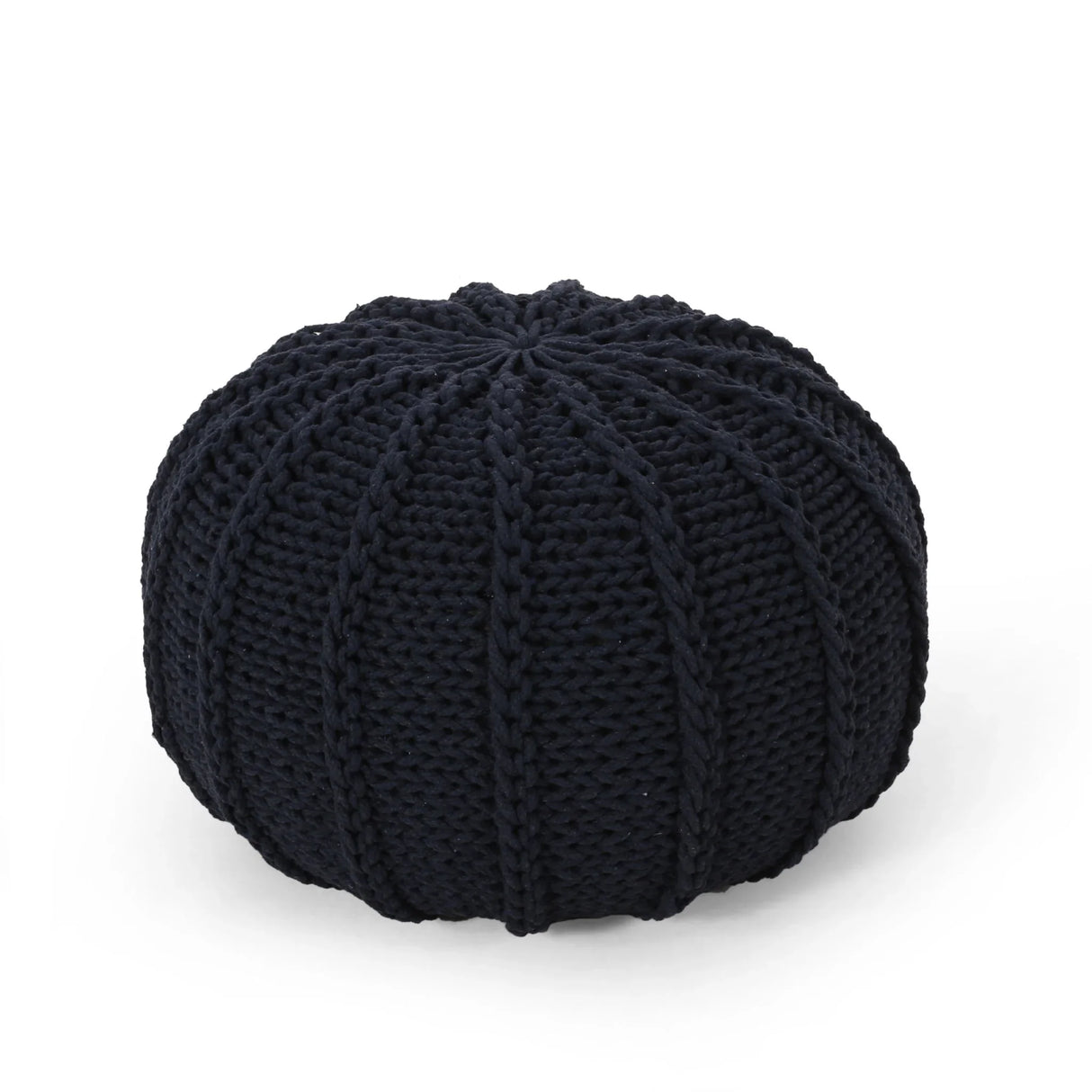 Bordeaux - Knitted Cotton Round Pouf Ottoman And Floor Cushion - Furniture Home Direct