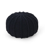 Bordeaux - Knitted Cotton Round Pouf Ottoman And Floor Cushion - Furniture Home Direct