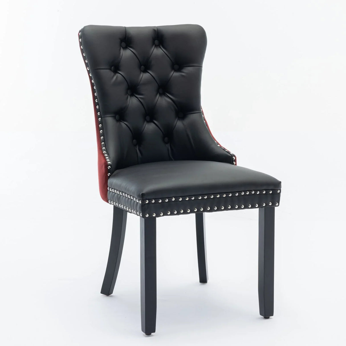 Nikki - Modern, High-End Tufted Solid Wood Contemporary PU And Velvet Upholstered Dining Chair With Wood Legs Nailhead Trim (Set of 2) - Furniture Home Direct