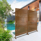 Freestanding Decorative Privacy Screen For Deck Balcony Patio, Metal Privacy - Brown - Furniture Home Direct