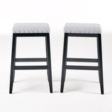Greely Saddle Barstool Set With Fabric Upholstery - Light Gray