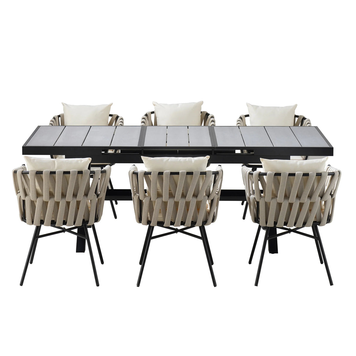 Outdoor 7 Piece DIning Set - Beige - Furniture Home Direct