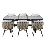 Outdoor 7 Piece DIning Set - Beige - Furniture Home Direct