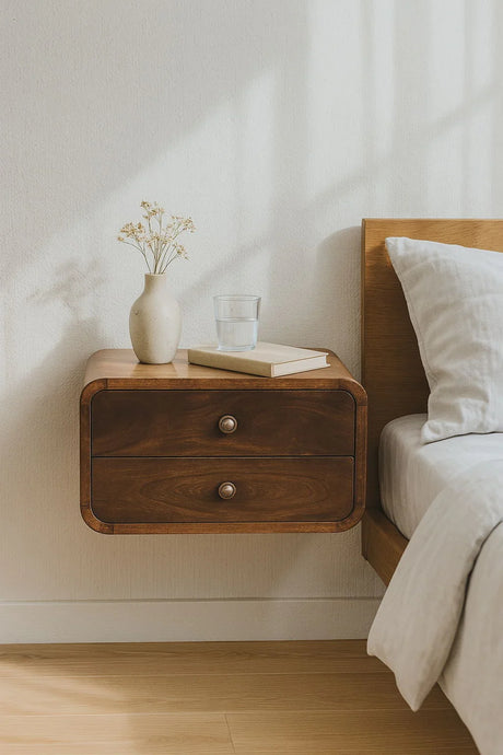 Curved Wall Mounted Bedside Nightstand - Furniture Home Direct