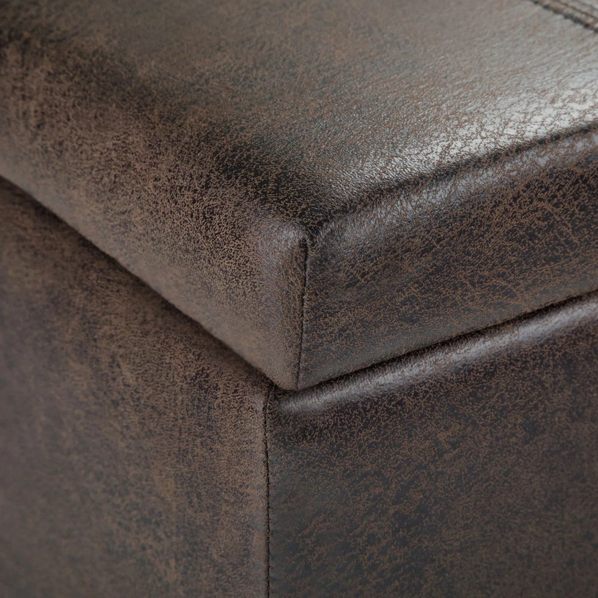 Dover - Storage Ottoman Bench - Distressed Brown - Furniture Home Direct