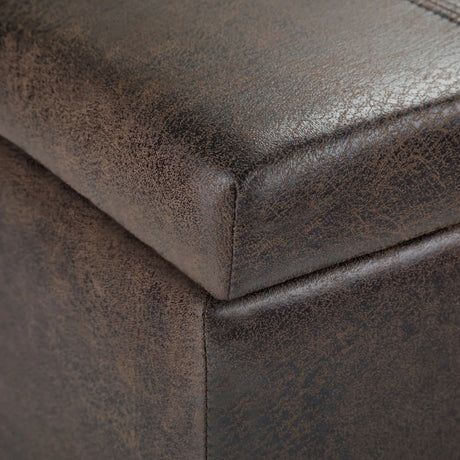 Dover - Storage Ottoman Bench - Distressed Brown - Furniture Home Direct