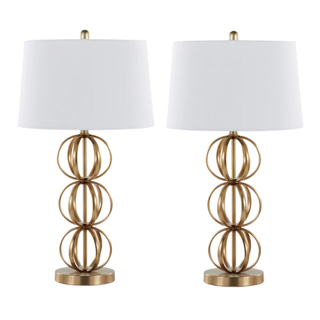 Linx - Contemporary Table Lamp (Set of 2) - Gold / White - Furniture Home Direct