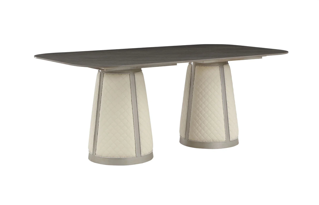 Kasa - Sintered Stone Top Dining Table - Stone Gray / Champagne - Furniture Home Direct