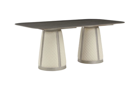 Kasa - Sintered Stone Top Dining Table - Stone Gray / Champagne - Furniture Home Direct