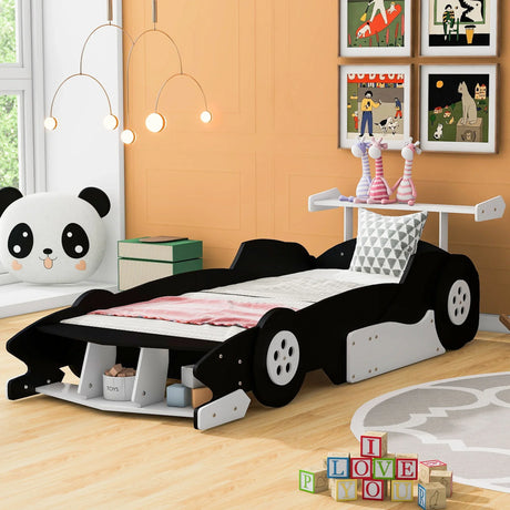 Race Car-Shaped Platform Bed With Wheels - Furniture Home Direct