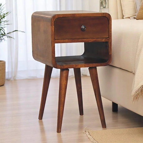 Mini Chestnut Curve Lower Bedside Nifhtstand - Furniture Home Direct