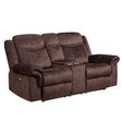 Jimny - Domino Power Console Reclining Loveseats With Power Switch - Furniture Home Direct