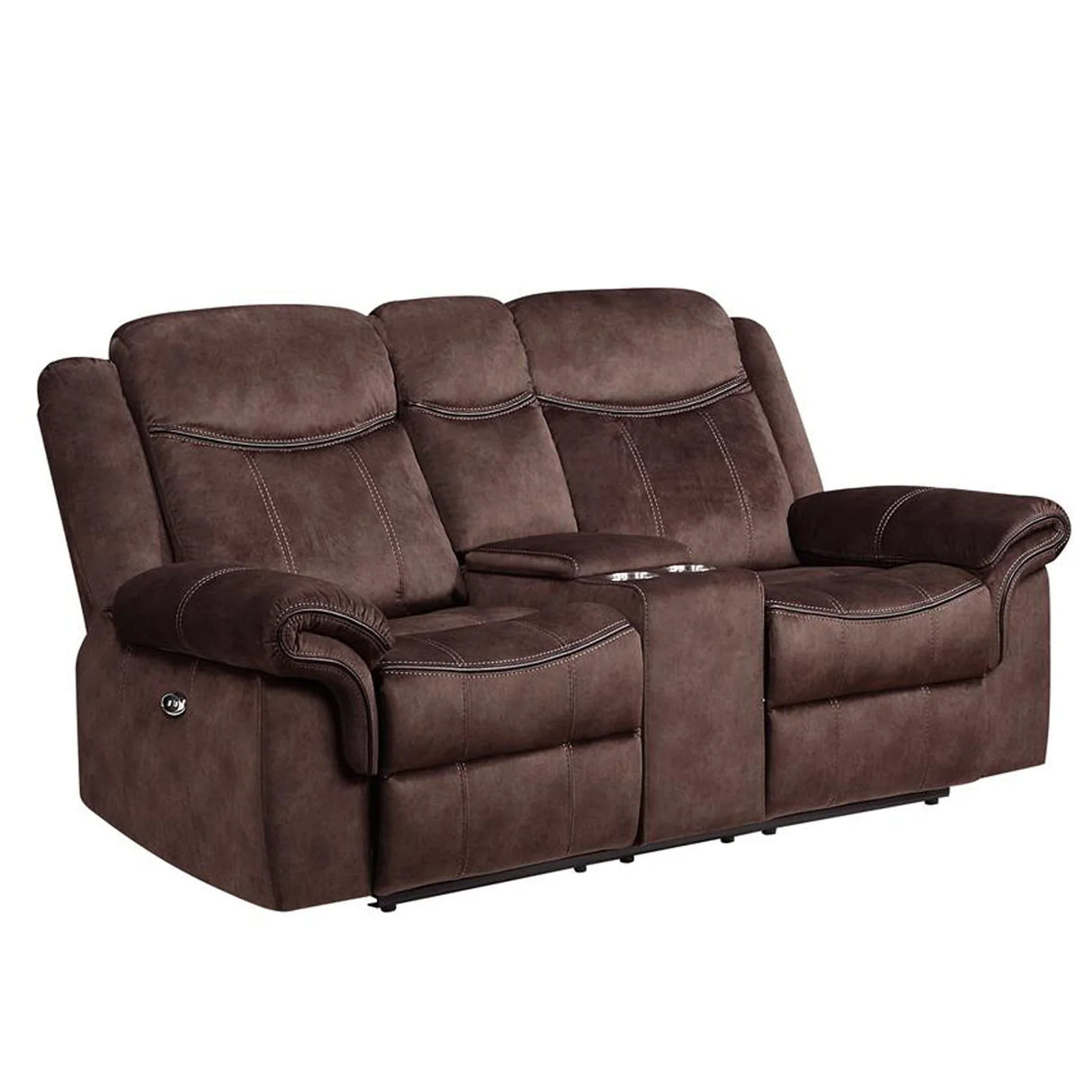 Jimny - Domino Power Console Reclining Loveseats With Power Switch - Furniture Home Direct