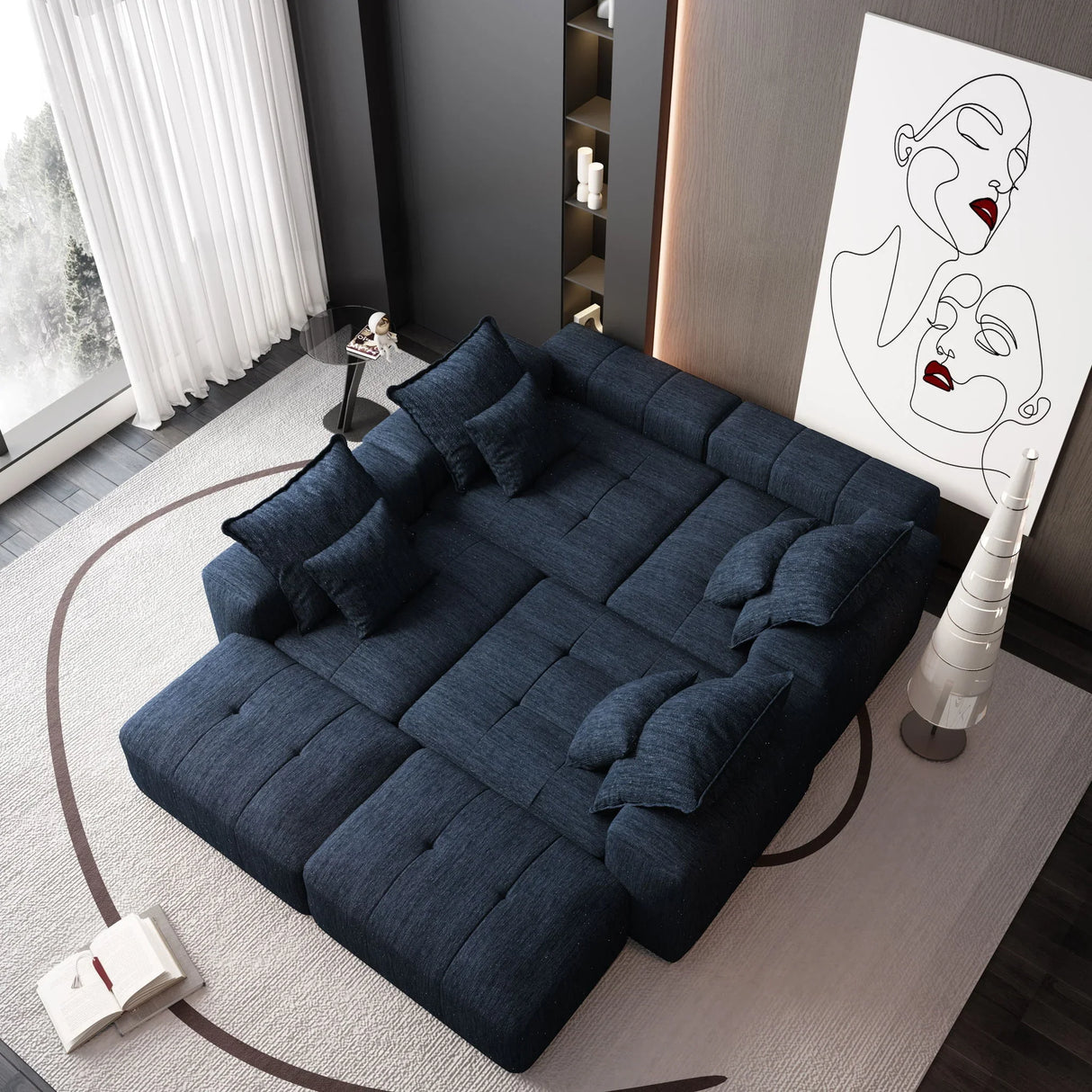 Modern Oversized Diy Combination Modular Sectional Sofa With Pillows - Furniture Home Direct